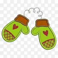 卡通绿色冬日手套-空若网 卡通绿色冬日手套-空若网