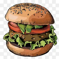 手绘汉堡矢量素材-空若网 手绘汉堡矢量素材-空若网