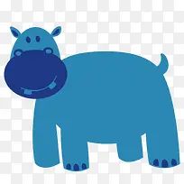 蓝色河马矢量元素-空若网 蓝色河马矢量元素-空若网