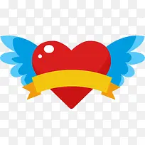 卡通手绘爱心翅膀丝带-空若网 卡通手绘爱心翅膀丝带-空若网