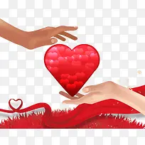 免抠双手奉献爱心丝带装饰-空若网 免抠双手奉献爱心丝带装饰-空若网