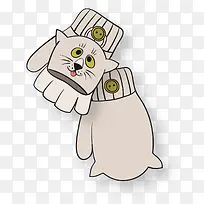 冬季灰色猫咪手套-空若网 冬季灰色猫咪手套-空若网