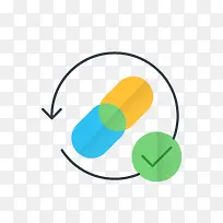 卡通PPT图标药丸对勾-空若网 卡通PPT图标药丸对勾-空若网