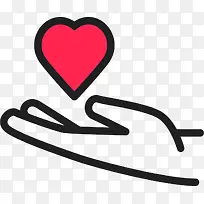 黑色线条爱心手掌-空若网 黑色线条爱心手掌-空若网