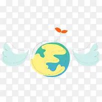 环保手绘带翅膀地球-空若网 环保手绘带翅膀地球-空若网