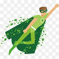 环保卡通手绘绿色飞行超人设计素-空若网 环保卡通手绘绿色飞行超人设计素-空若网