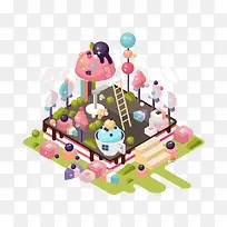 彩色扁平化卡通建筑元素-空若网 彩色扁平化卡通建筑元素-空若网