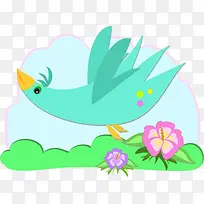 卡通草上的鸽子-空若网 卡通草上的鸽子-空若网