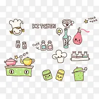 矢量厨房卡通元素图标-空若网 矢量厨房卡通元素图标-空若网