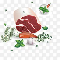 矢量图猪排和调料-空若网 矢量图猪排和调料-空若网