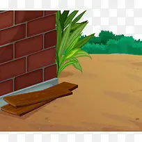 矢量墙边拐角绿草-空若网 矢量墙边拐角绿草-空若网