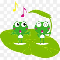 手绘卡通青蛙荷叶图案-空若网 手绘卡通青蛙荷叶图案-空若网