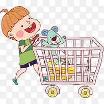 卡通人物 购物车 卡通男孩-空若网 卡通人物 购物车 卡通男孩-空若网