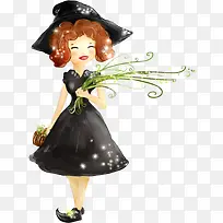 采花美女黑色时尚-空若网 采花美女黑色时尚-空若网