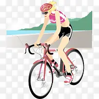 自行车美女运动员矢量素材-空若网 自行车美女运动员矢量素材-空若网