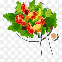 手绘小清新蔬菜沙拉插画图案-空若网 手绘小清新蔬菜沙拉插画图案-空若网