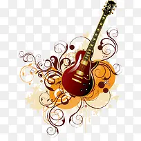 漂亮吉他时尚花纹矢量-空若网 漂亮吉他时尚花纹矢量-空若网