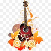 时尚吉他花纹矢量素材-空若网 时尚吉他花纹矢量素材-空若网