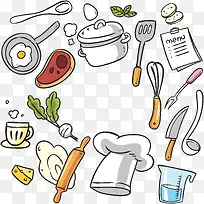 卡通厨房用具元素-空若网 卡通厨房用具元素-空若网