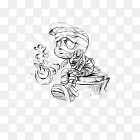 黑白绷带男孩插画-空若网 黑白绷带男孩插画-空若网