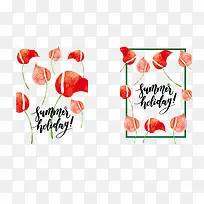 红色水彩花朵夏日海报-空若网 红色水彩花朵夏日海报-空若网