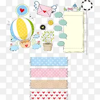 矢量热气球与盆栽-空若网 矢量热气球与盆栽-空若网