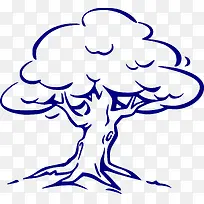 水彩画蓝色线条树-空若网 水彩画蓝色线条树-空若网