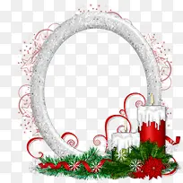 圣诞蜡烛装饰椭圆形边框-空若网 圣诞蜡烛装饰椭圆形边框-空若网