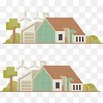 绿色房屋插画-空若网 绿色房屋插画-空若网