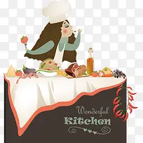矢量图品尝食物的厨师-空若网 矢量图品尝食物的厨师-空若网