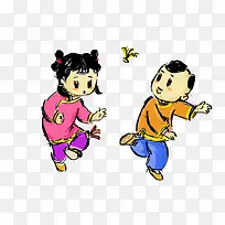 踢毽子手绘水彩画-空若网 踢毽子手绘水彩画-空若网