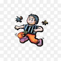 踢毽子水彩画-空若网 踢毽子水彩画-空若网