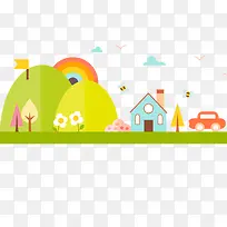 彩色的扁平化春天的风景-空若网 彩色的扁平化春天的风景-空若网