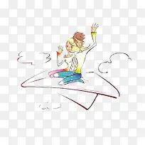 纸飞机卡通手绘-空若网 纸飞机卡通手绘-空若网
