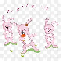 矢量红色卡通三只兔子-空若网 矢量红色卡通三只兔子-空若网