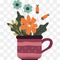 紫红色杯子里的花束-空若网 紫红色杯子里的花束-空若网