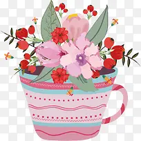 矢量手绘杯子里的花-空若网 矢量手绘杯子里的花-空若网