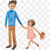 父亲节牵手的父女-空若网 父亲节牵手的父女-空若网