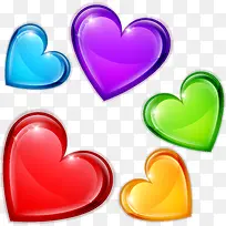 彩色晶莹质感爱心按钮-空若网 彩色晶莹质感爱心按钮-空若网