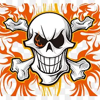 火焰海盗骷髅插画矢量-空若网 火焰海盗骷髅插画矢量-空若网