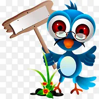 拿标牌的小鸟-空若网 拿标牌的小鸟-空若网