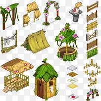 矢量卡通茅屋插画-空若网 矢量卡通茅屋插画-空若网