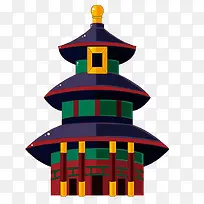 扁平化卡通天坛塔楼-空若网 扁平化卡通天坛塔楼-空若网
