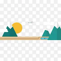 卡通日落矢量图-空若网 卡通日落矢量图-空若网