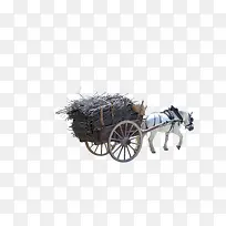马车马拖木柴-空若网 马车马拖木柴-空若网