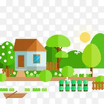 扁平化春季风景矢量-空若网 扁平化春季风景矢量-空若网