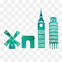 绿色欧美地标建筑-空若网 绿色欧美地标建筑-空若网