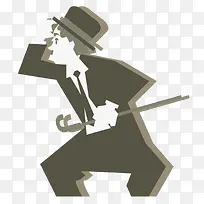 矢量卡通复古卓别林远望电影插图-空若网 矢量卡通复古卓别林远望电影插图-空若网