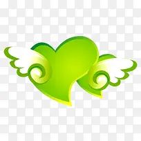 绿色长着翅膀的爱心-空若网 绿色长着翅膀的爱心-空若网