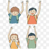 精美举手的男孩插画-空若网 精美举手的男孩插画-空若网